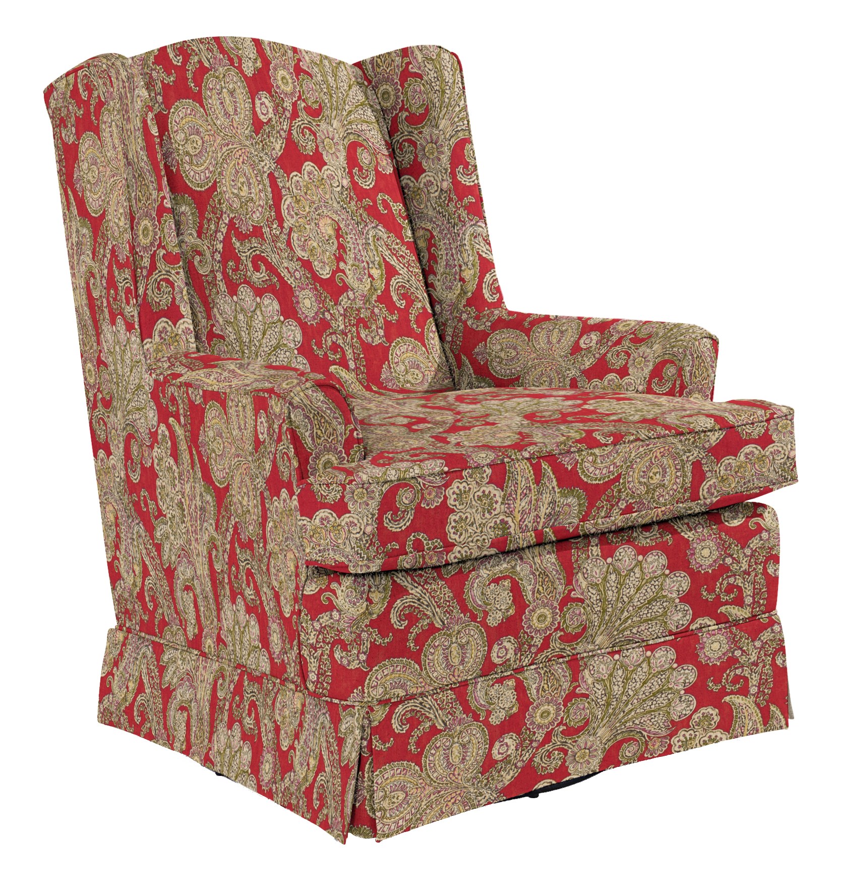 Best Home Furnishings Natasha 7147 Natasha Swivel Glider with Wing Back and Skirt Furniture and More Uph Upholstered Chairs